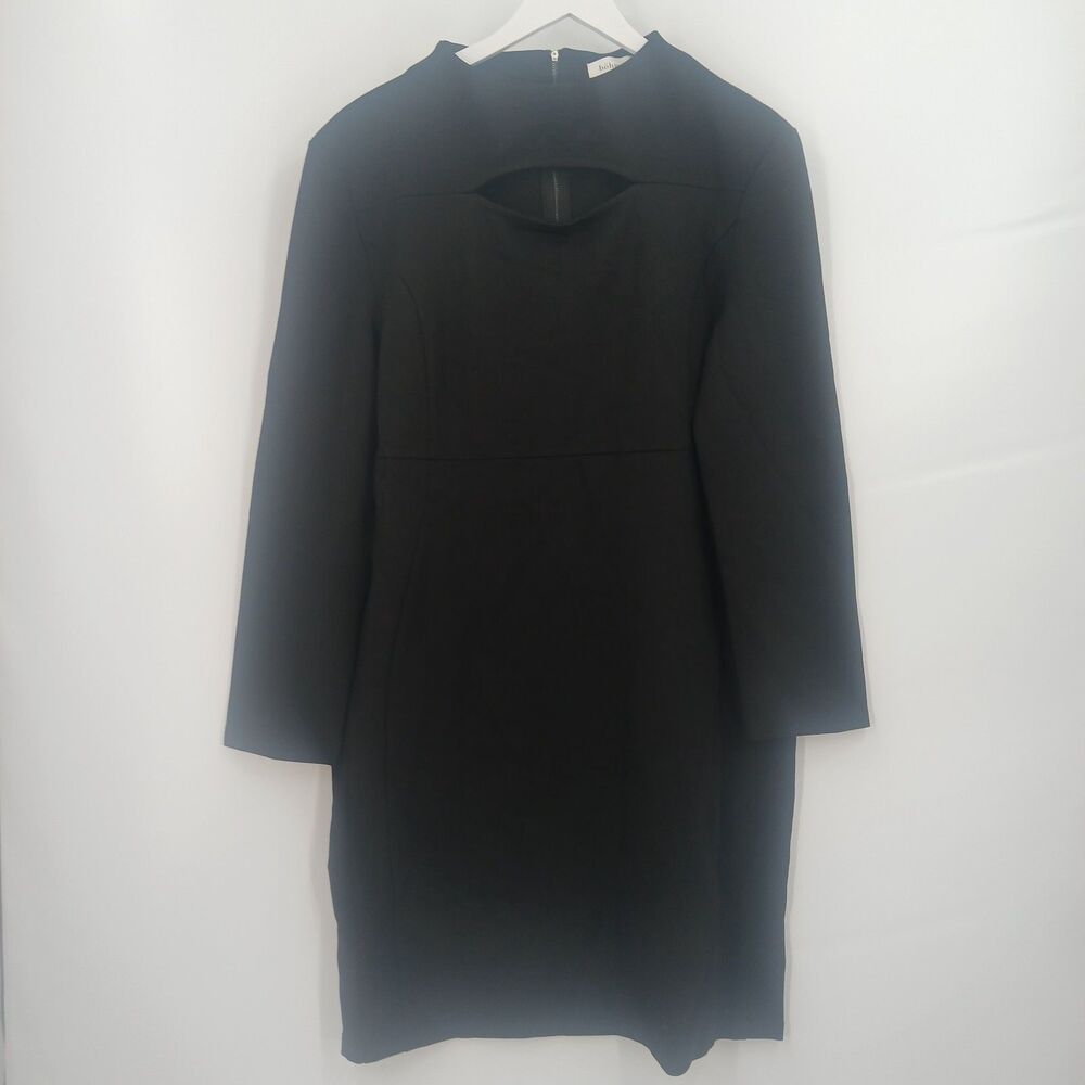 womans size XL bohme black long sleeve midi dress with black zipper classic